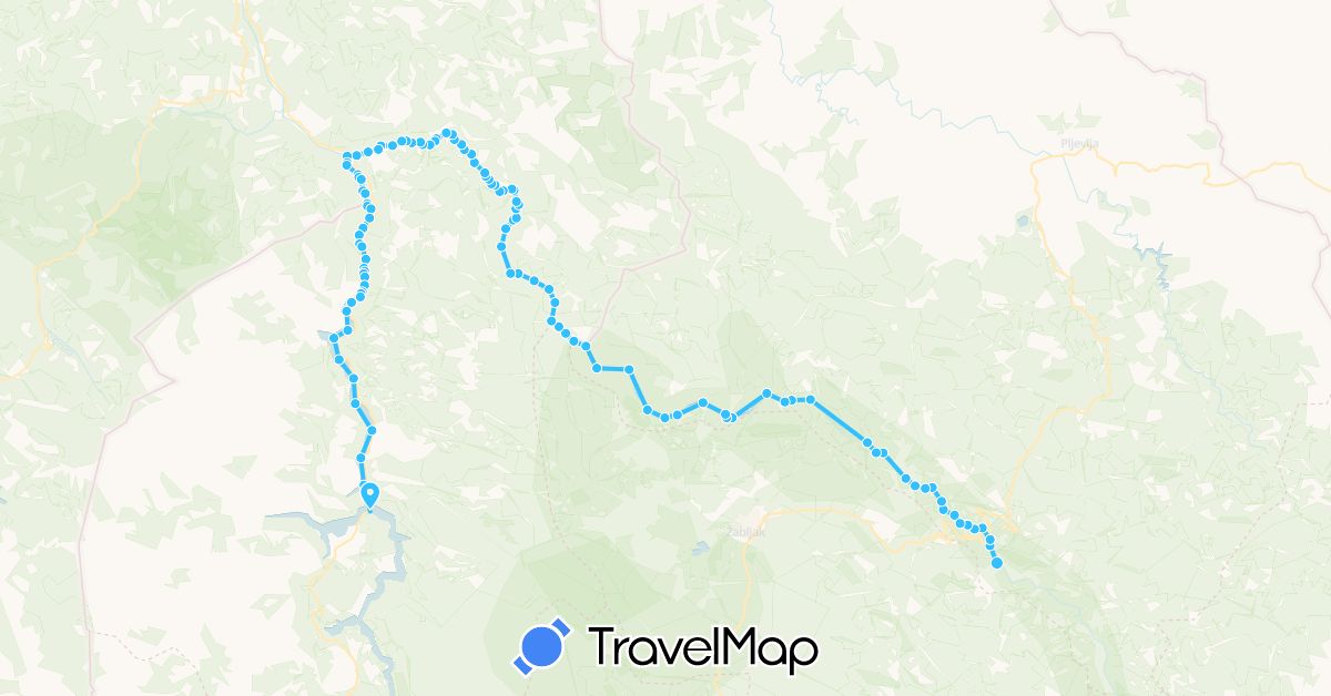 TravelMap itinerary: driving, boat in Bosnia and Herzegovina, Montenegro (Europe)